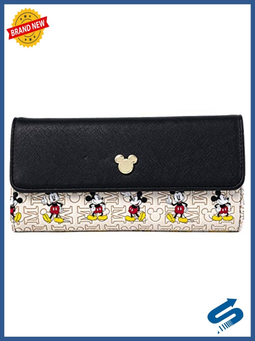 Faux Leather Zip Wallet with 13 Card Slots and Snap Closure